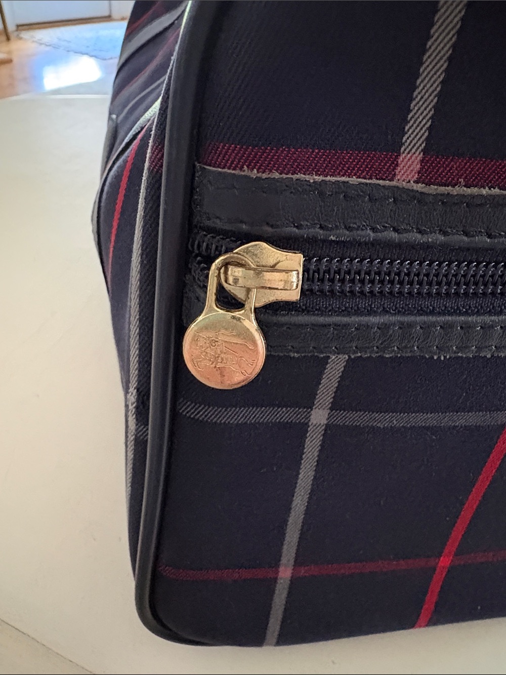 Vintage Burberry’s Navy Plaid Satchel with Burberry’s Scarf Accent-London - Picture 5 of 15